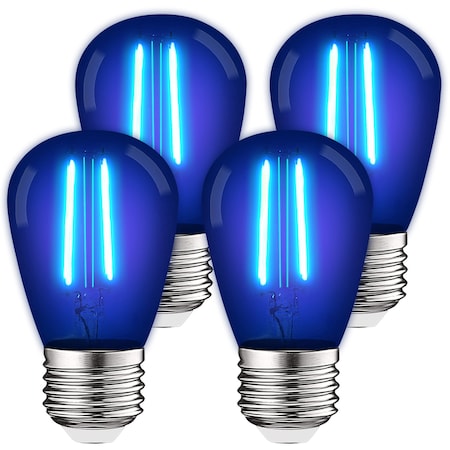 Luxrite S14 LED Edison Blue Light Bulbs 0.5W Colored Bulb for String Lights E26 Base, 4PK LR21733-4PK